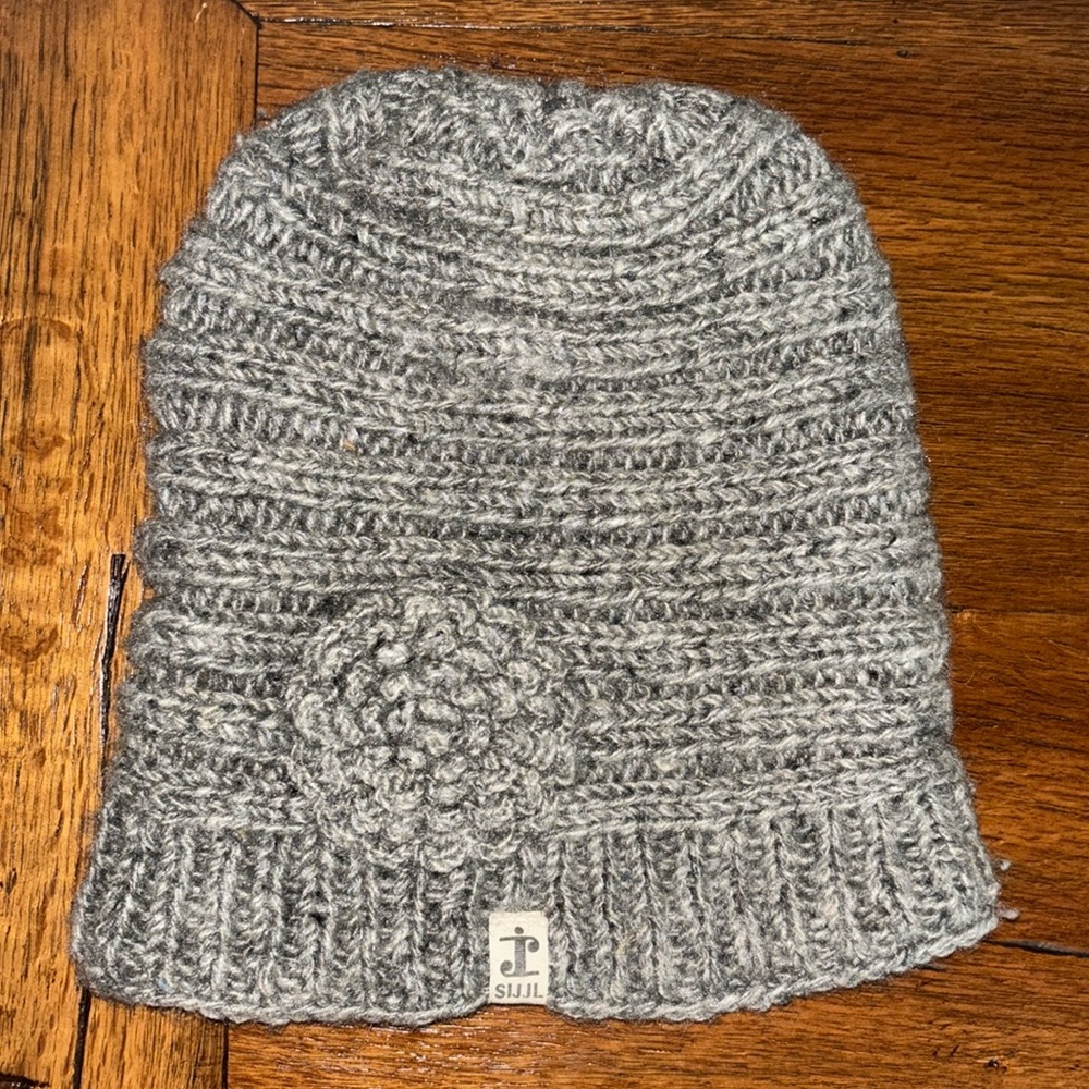 SIJJL Wool chunky knit fleece lined beanie